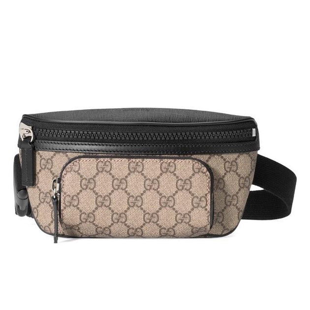 Gucci Front Pocket Belt Bag GG Supreme Black/Beige in Canvas with  Silver-tone - US