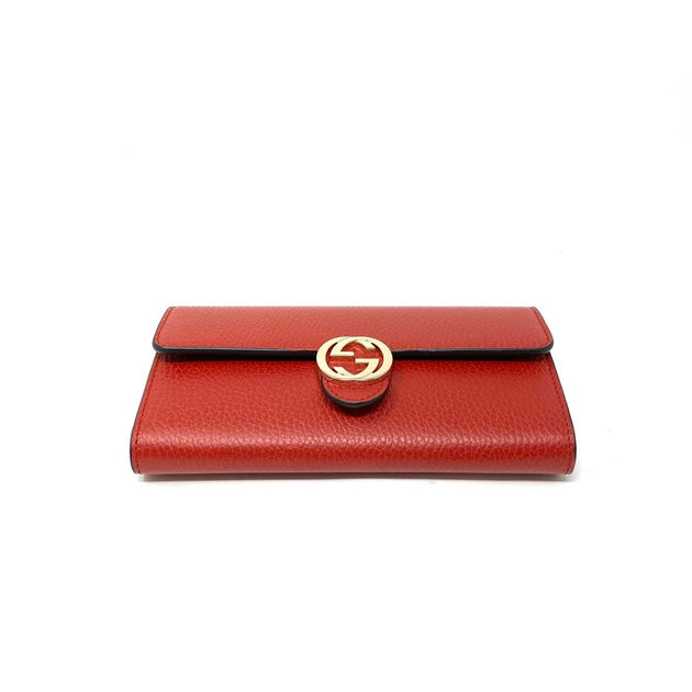 Gucci GG Interlocking Continental Leather Wallet Beige