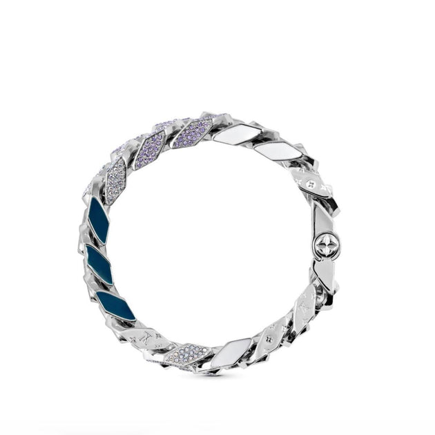 Louis Vuitton Chain Links Patches Bracelet Enamel Rhinestones