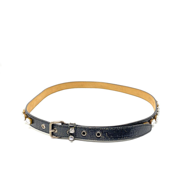 Miu MIu Leather Jewel-Embellished Belt - Size 90