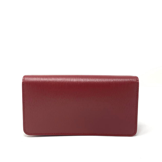 Prada Red Saffiano Leather Continental Wallet on Chain Woc For
