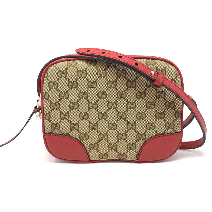 Gucci GG Supreme Bree Camera Crossbody Bag in Red NEW
