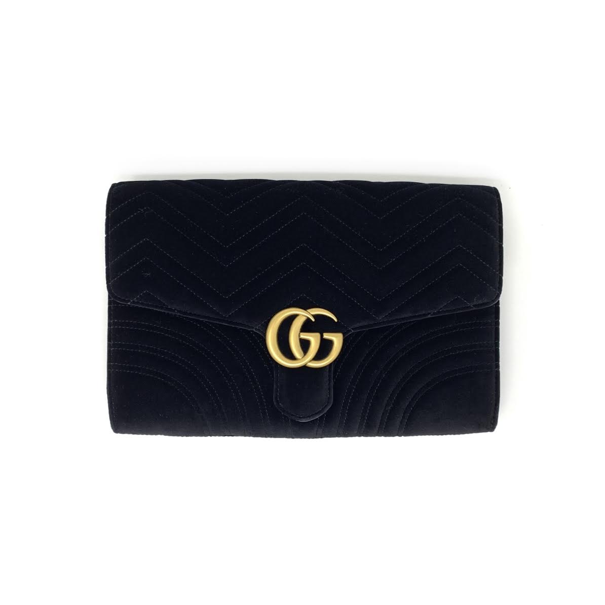 GG Marmont matelassé keychain wallet in blue leather