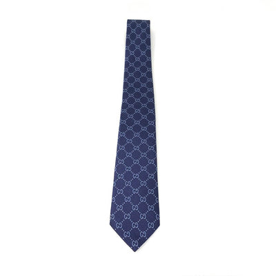 Gucci GG Silk Tie Blue Consignment Shop From Runway With Love