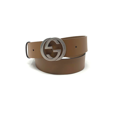 Gucci Interlocking GG Signature Leather Belt Brown Consignment Shop From Runway With Love