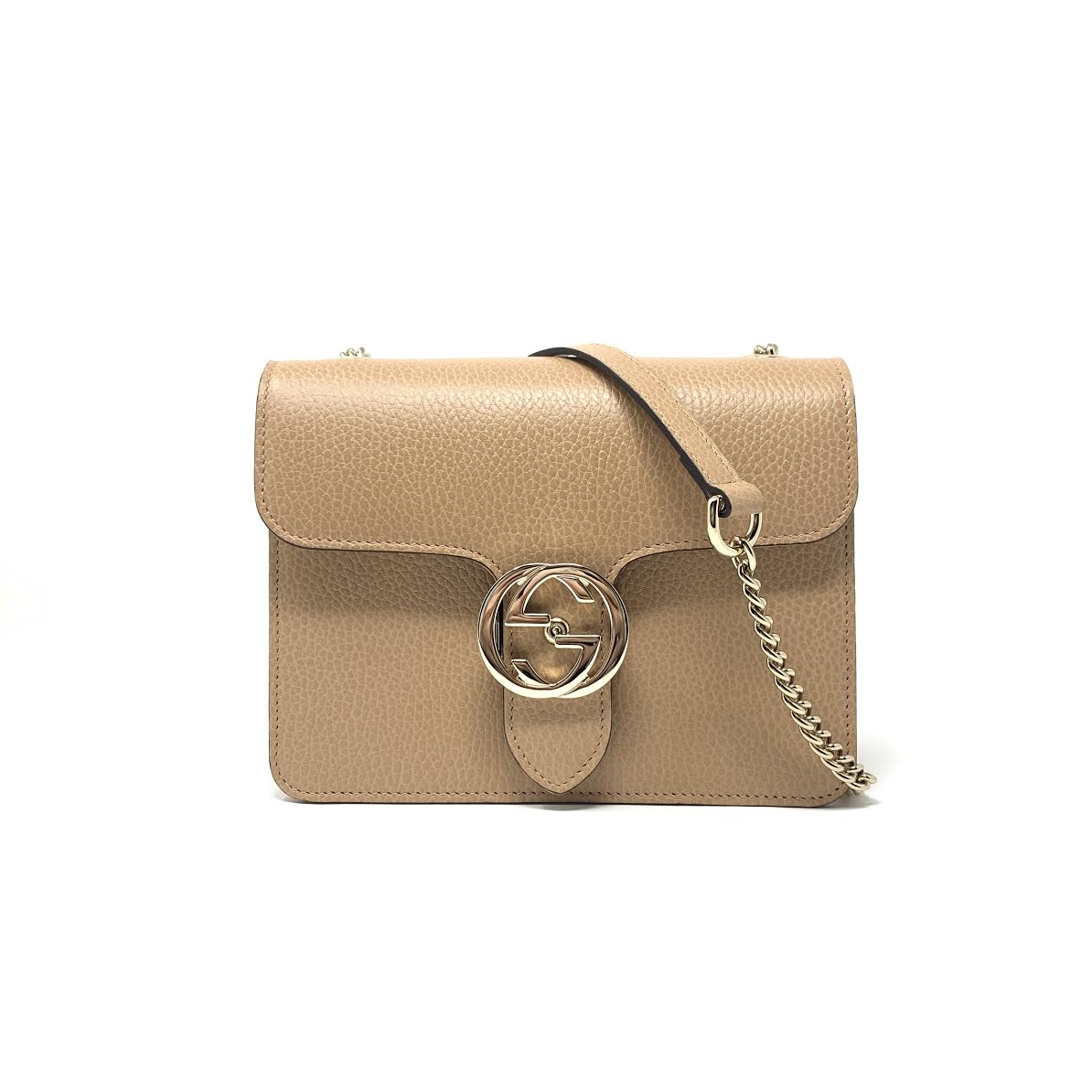 Gucci Cream Leather Small Dollar Interlocking G Crossbody Bag