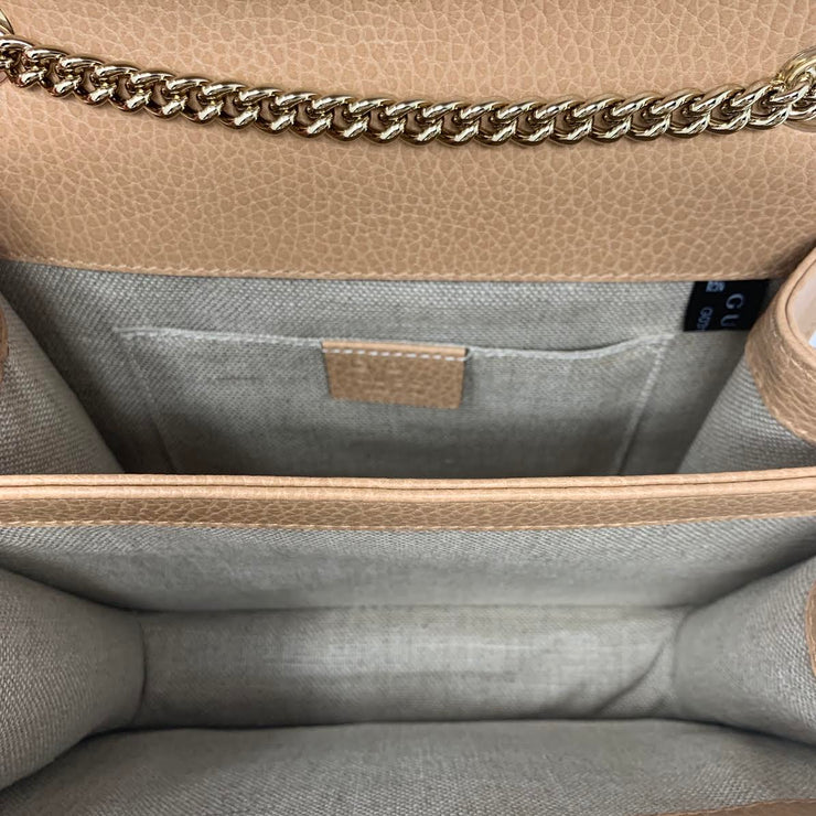 Gucci Interlocking G Shoulder Bag Small Beige in Leather with Gold