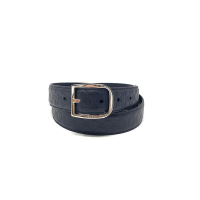 Gucci Navy Guccissima Leather Belt Silver Buckle Mens Consignment Shop From Runway With Love