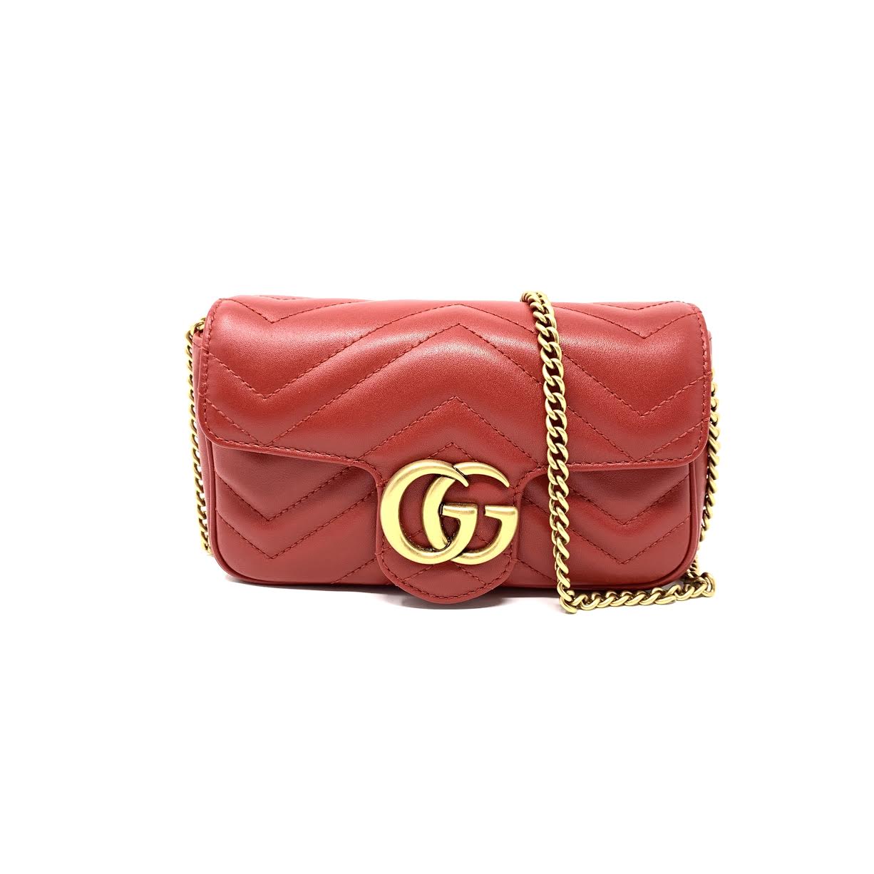 Gucci GG Marmont Super Mini Matelasse Leather Crossbody Bag Red 476433