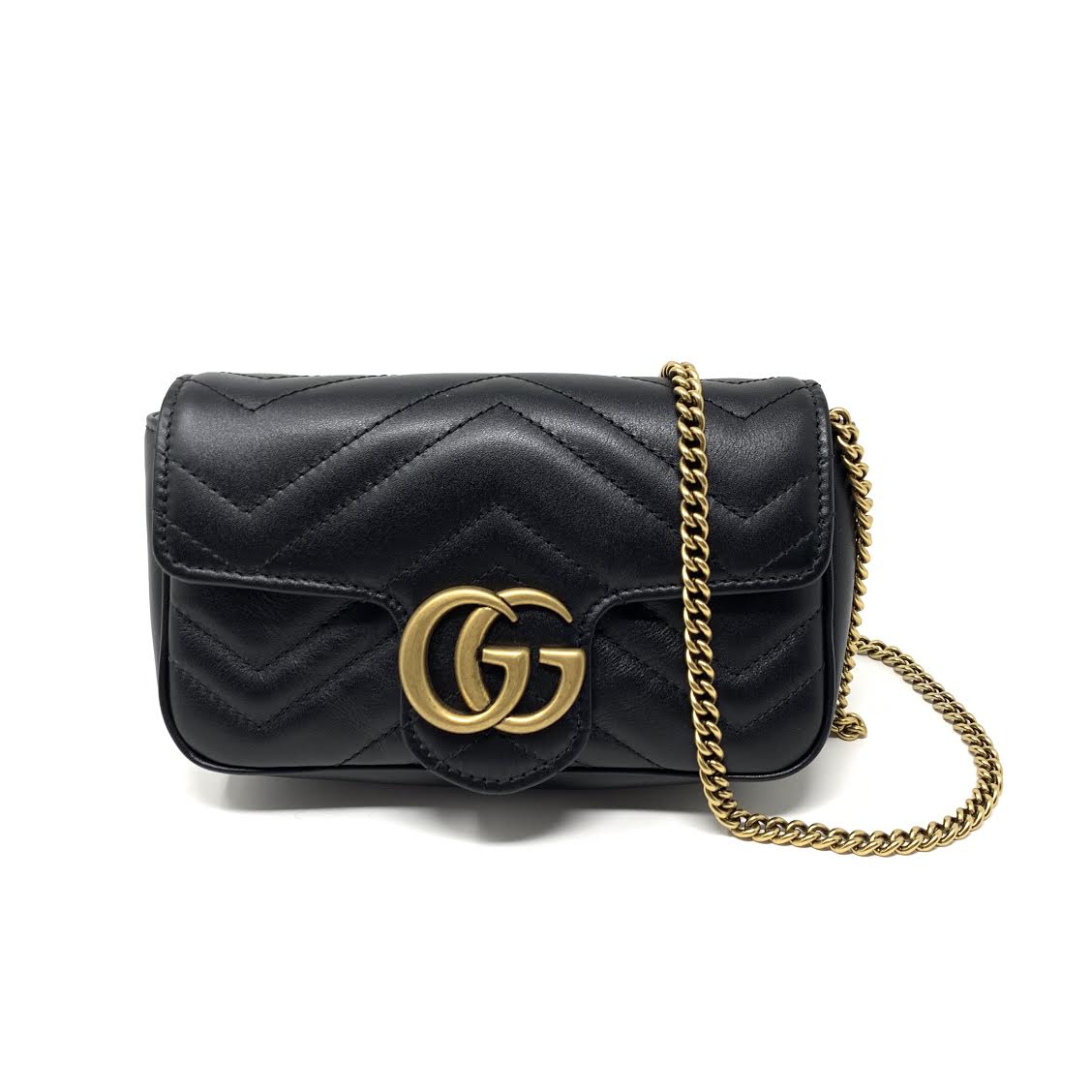 GG Marmont matelassé leather super mini bag Black