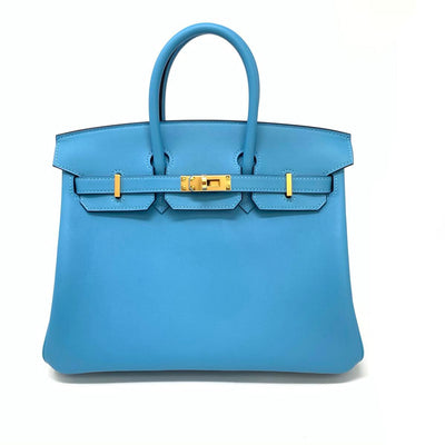 Hermes Bleu Du Nord Swift Birkin 25 Kelly Gold Designer Consignment From Runway With Love