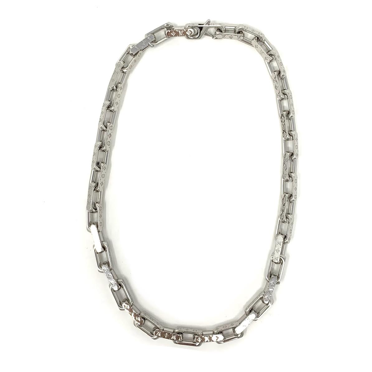 Louis Vuitton Collier Monogram Silver Tone Chain Necklace 22″ – Engagement  Corner