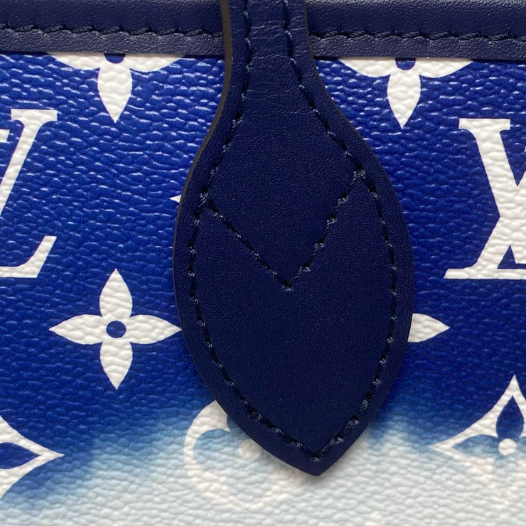 Louis Vuitton Blue Tie Dye Giant Monogram Escale Neverfull MM Tote 825lv58