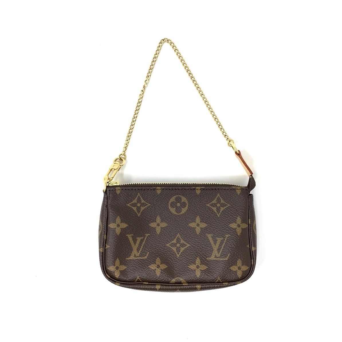 CHAIN LINK POCHETTE - LEATHER TOP HANDLE BAG in brown