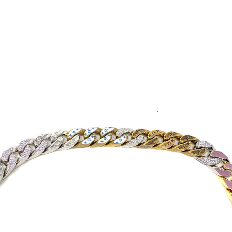 Louis Vuitton Collier Soapy Enamel Rhinestones Chain Necklace