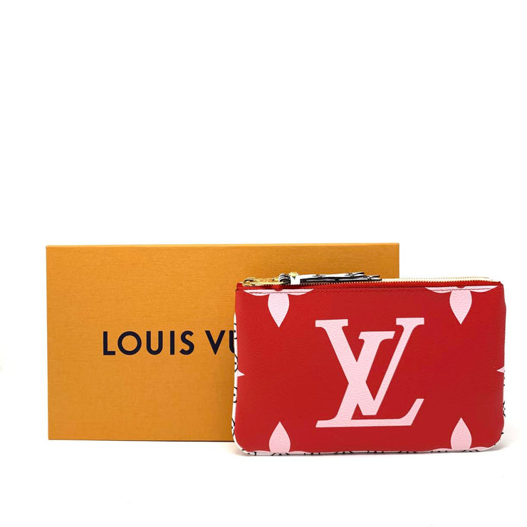 Louis Vuitton Lt Ed Monogram Giant Rouge/Pink Double Zip Pochette, M67561,  NWT