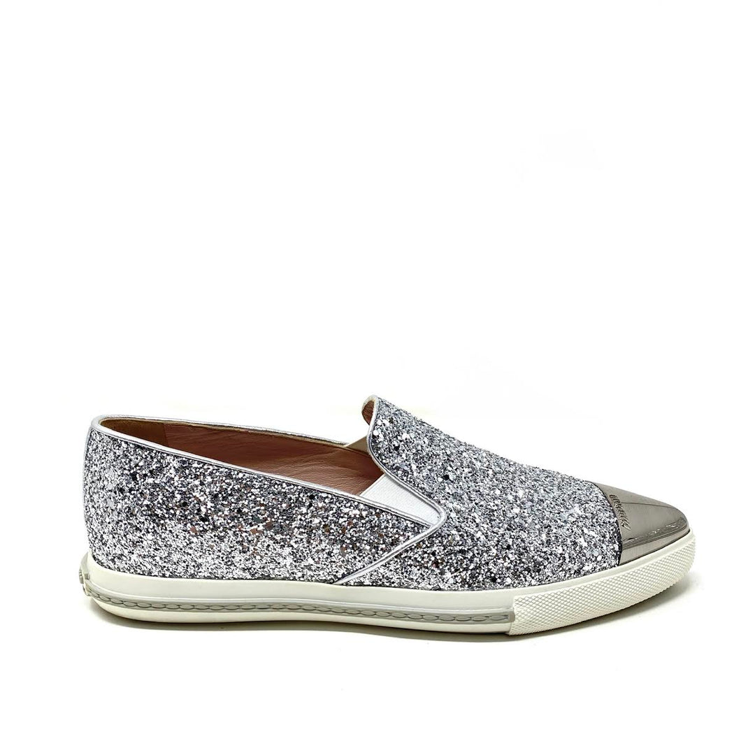 Miu Miu Glitter Slip On Sneakers Size 40