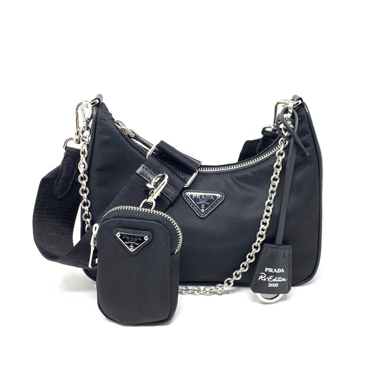 Prada - Black Saffiano Leather Envelope Shoulder Bag