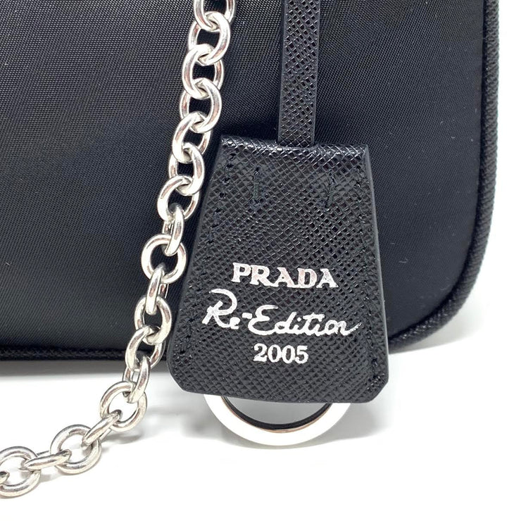 FWRD Renew Prada Nylon Pochette Shoulder Bag in Black