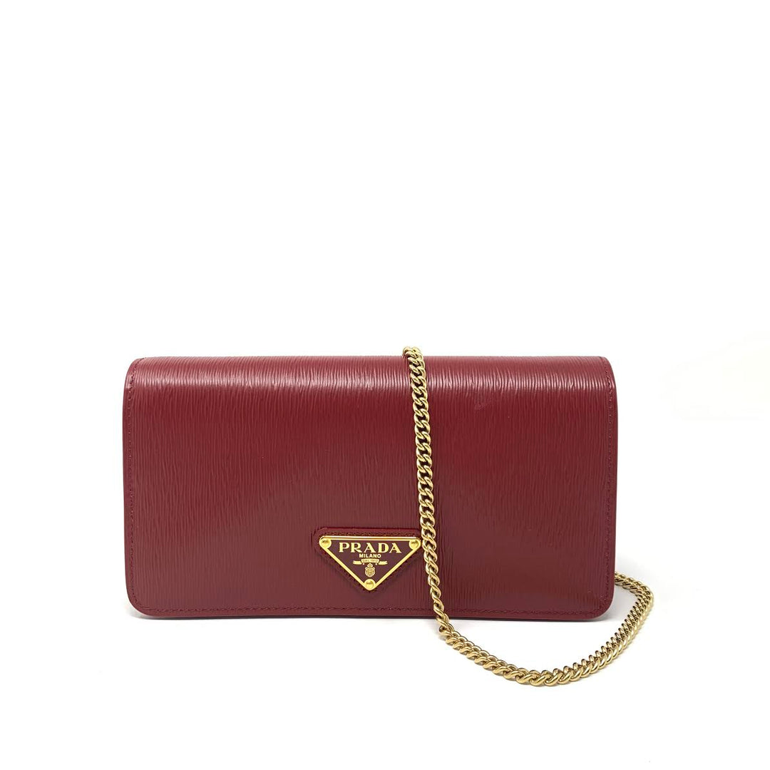 Prada black wallet on chain best sale