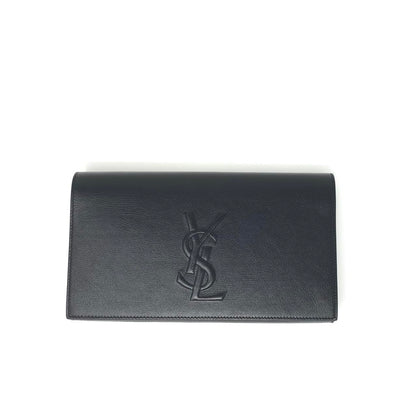 Saint Laurent Belle de Jour Clutch Black Leather Luxury Consignment Shop From Runway WIth Love