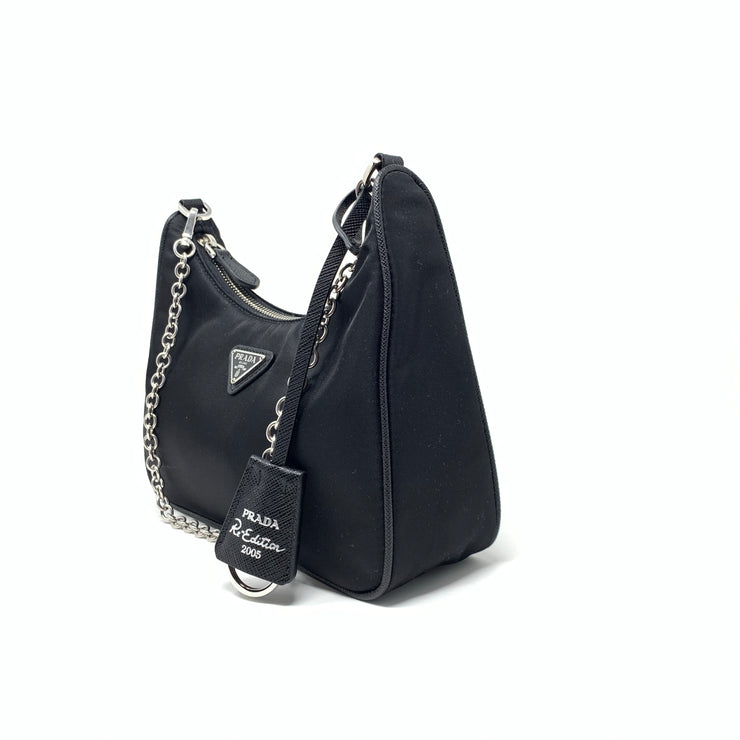 Prada Hobo Black Nylon Shoulder Bag